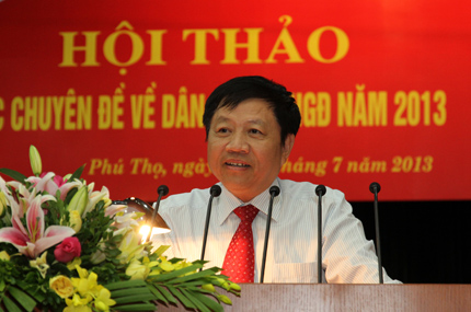 TS Dương Quốc Trọng - Tổng cục trưởng Tổng cục DS-KHHGĐ phát biểu tại Hội thảo