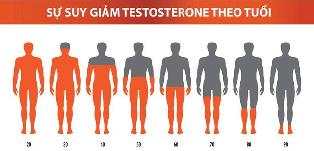 Sự suy giảm testosterone theo tuổi tác ở nam giới.